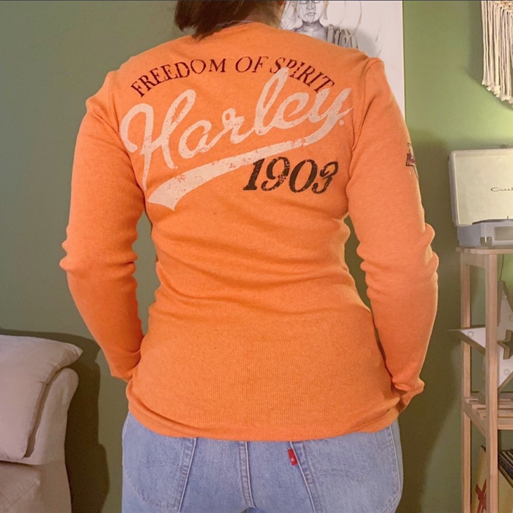 ⚠️LAST CHANCE! Orange Harley Davidson long sleeve